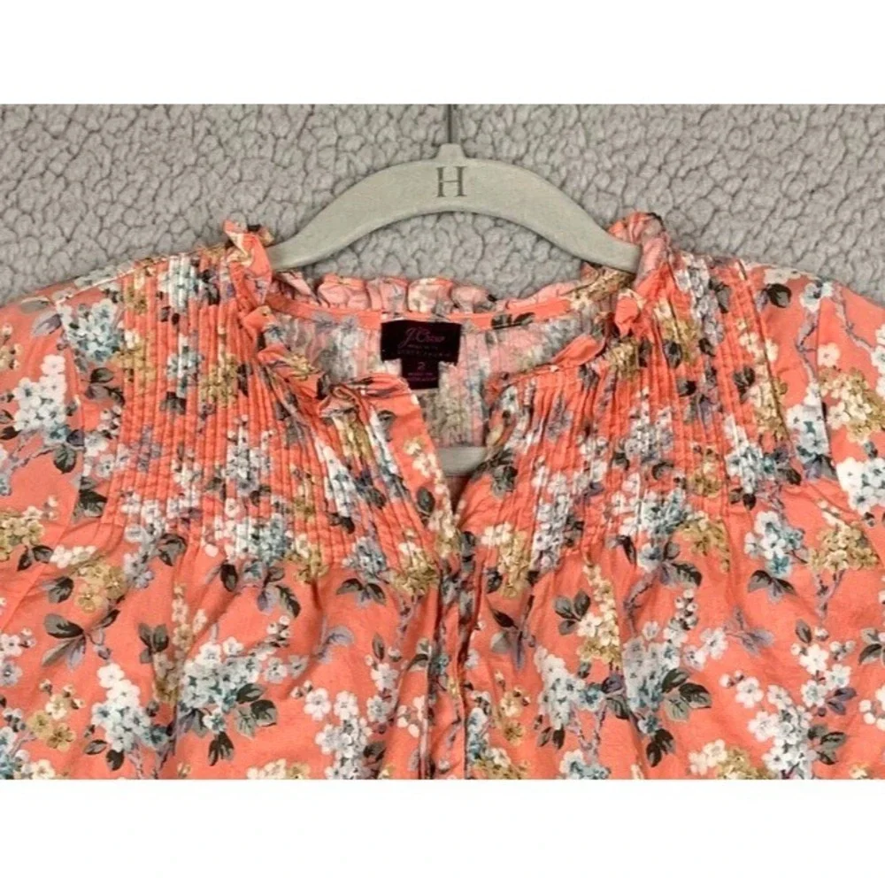 J.Crew Liberty Fabric Women's Size 2 Floral Long Sleeve Blouse Pink Cotton - Picture 2 of 8